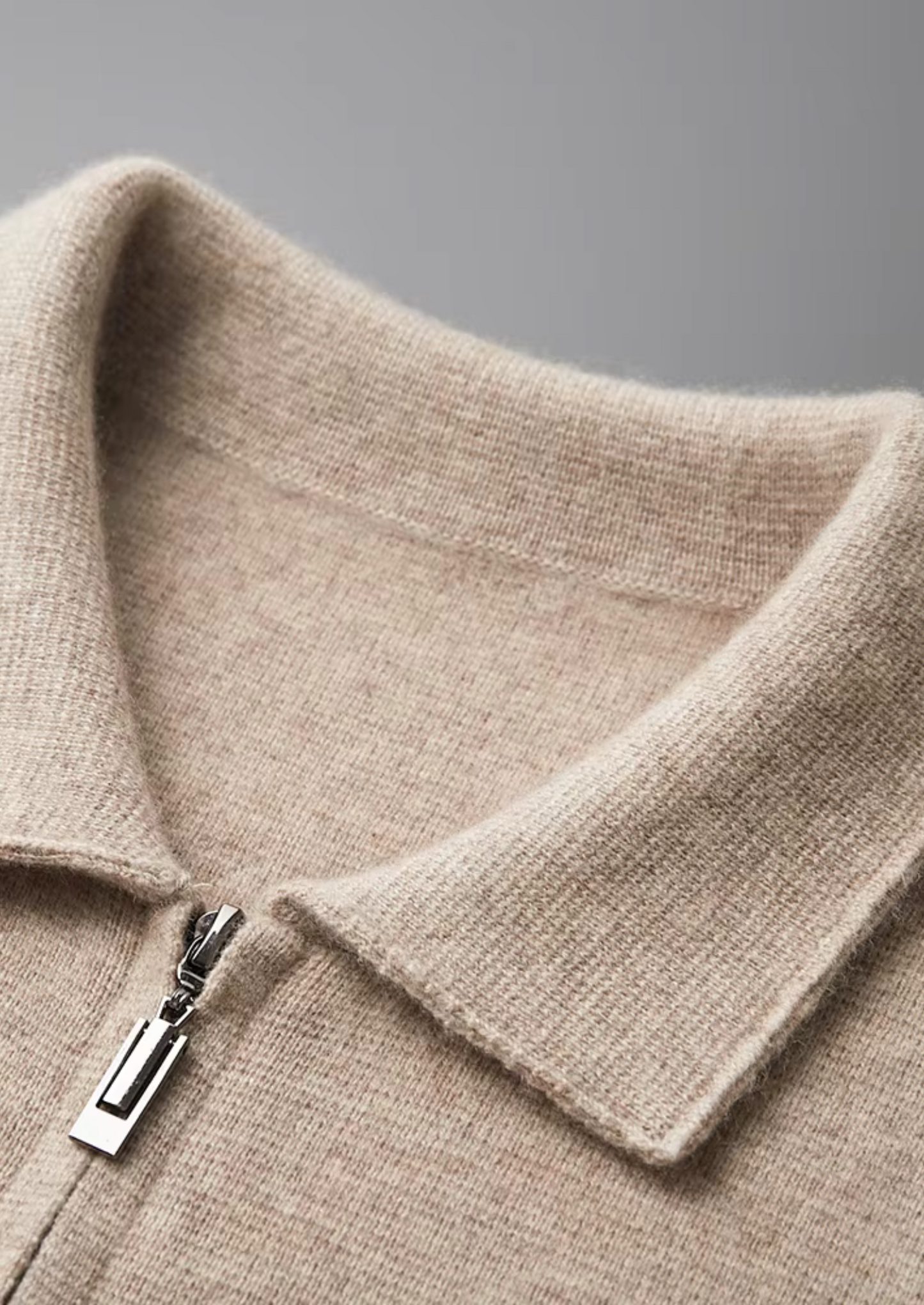 Extra-Fine Wool Zip Polo Cardigan