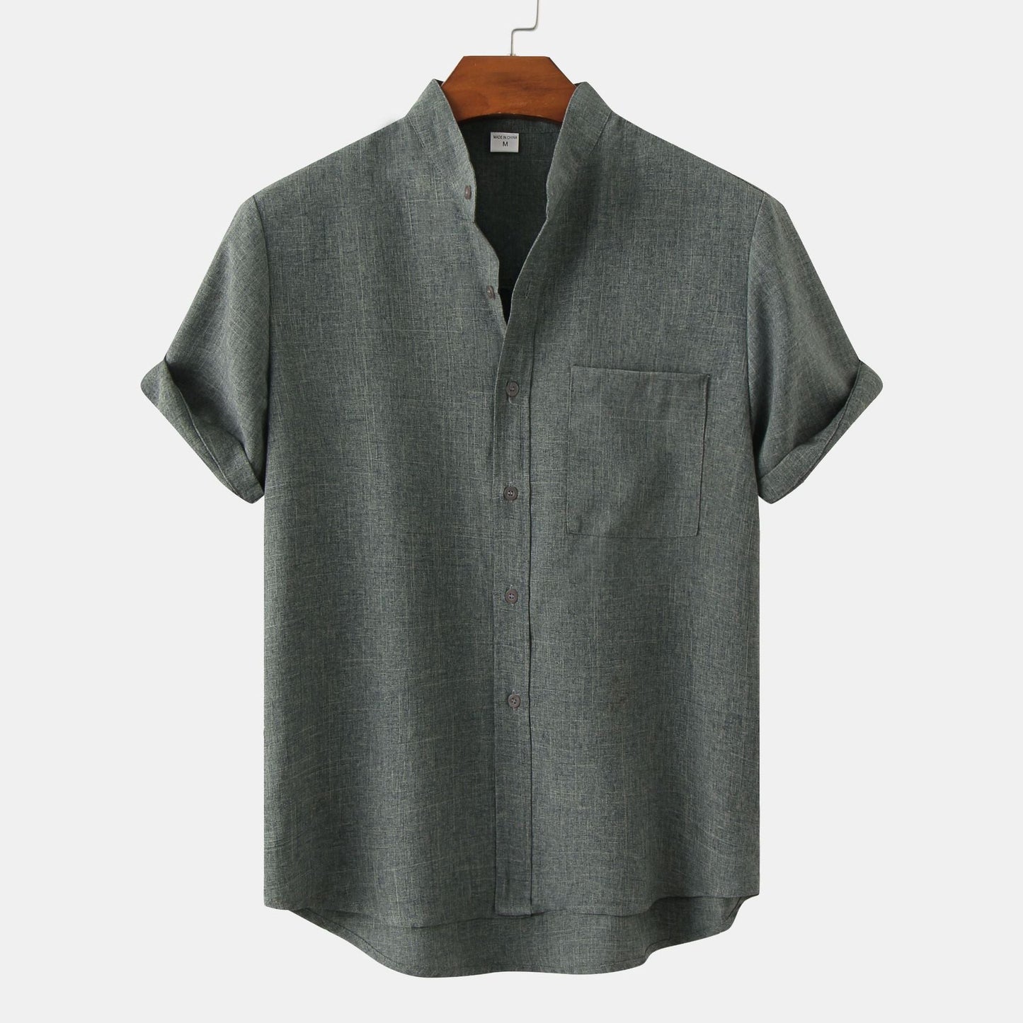 Solid Color Cotton Button Up