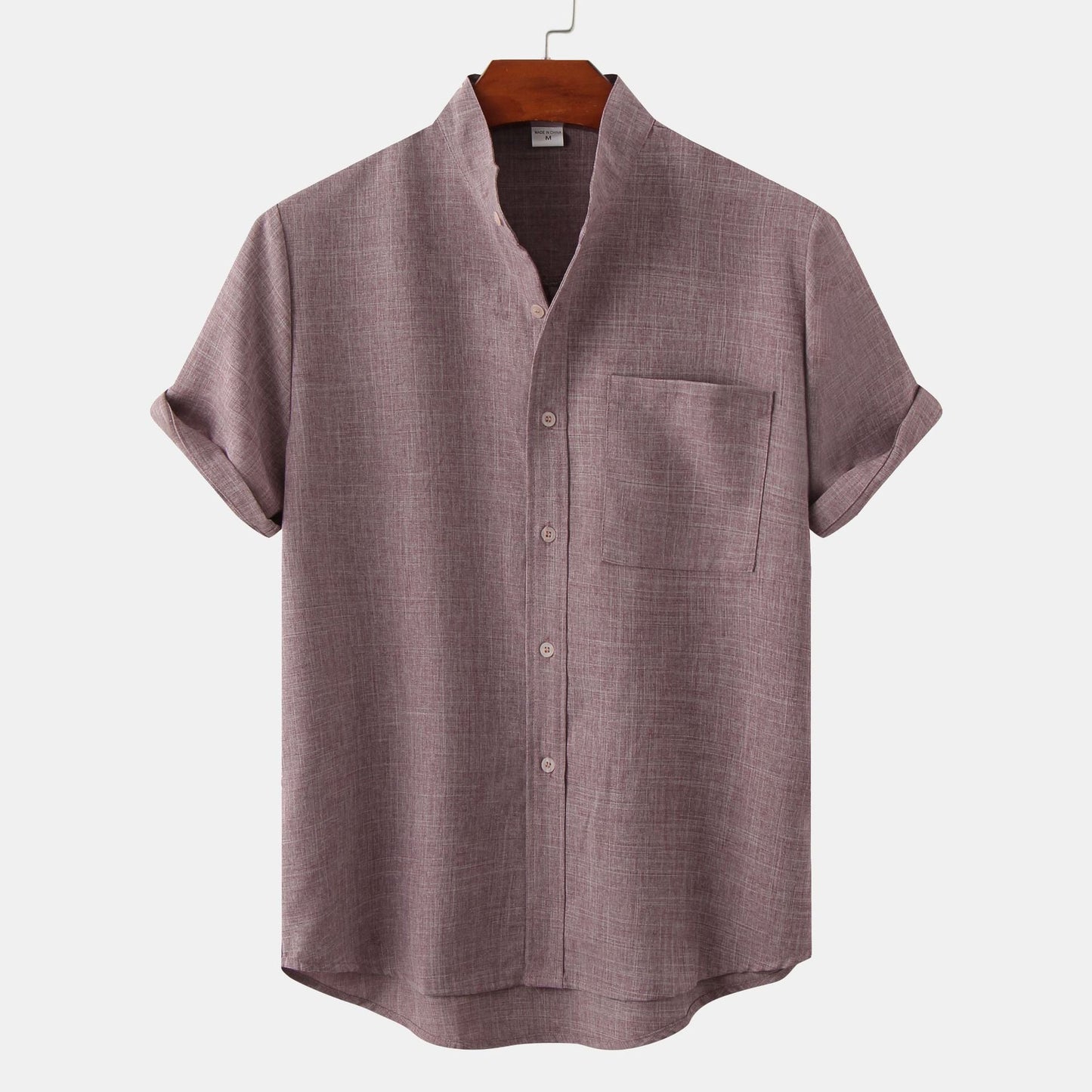 Solid Color Cotton Button Up